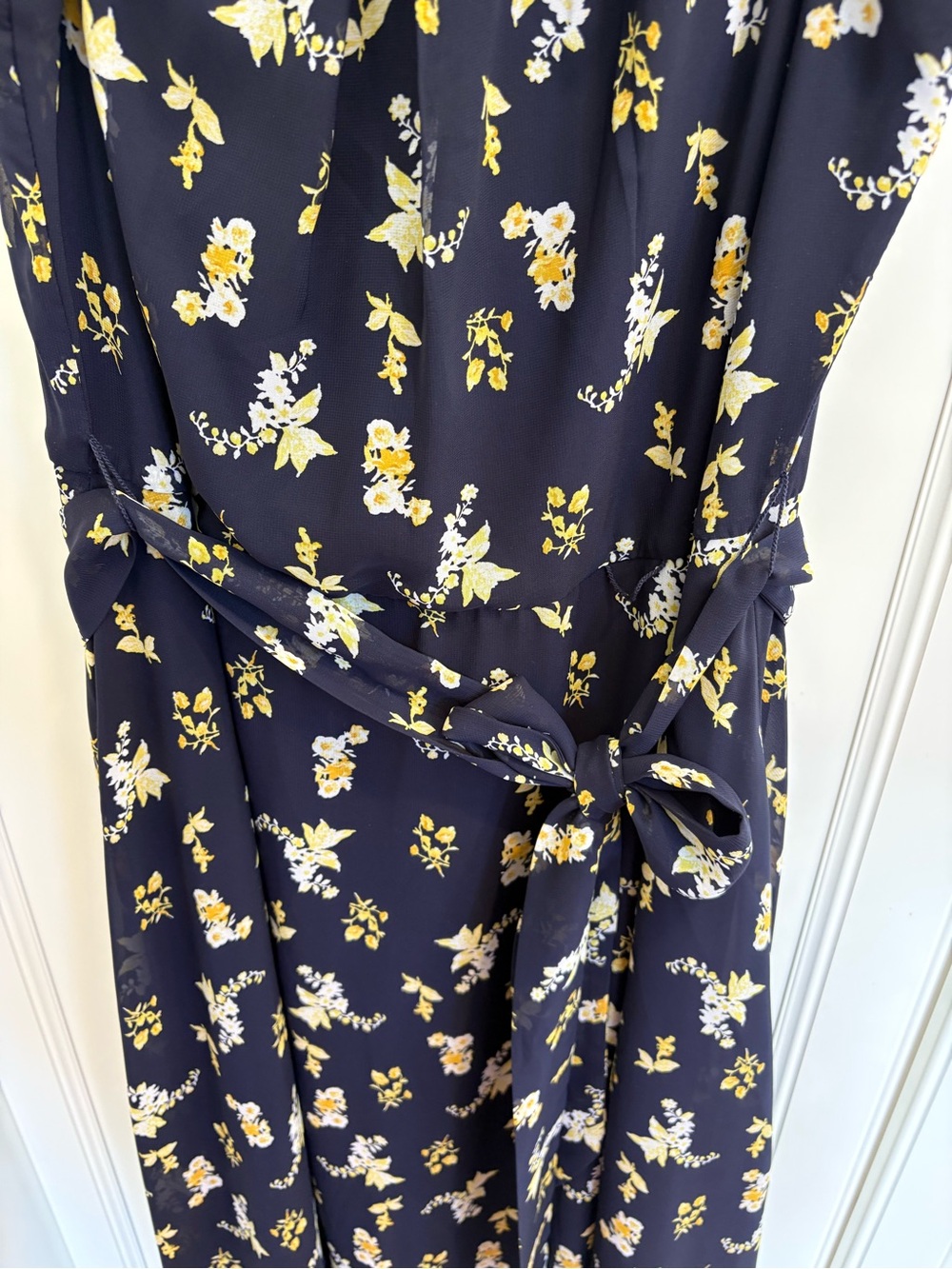 R&K Navy Maxi Dress with White and Yellow Floral Print - Picture 4 of 4